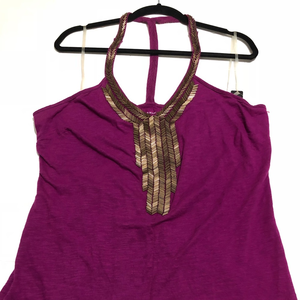 A.N.A. Halter w/ Bronze Beading Sz Petite L NWT